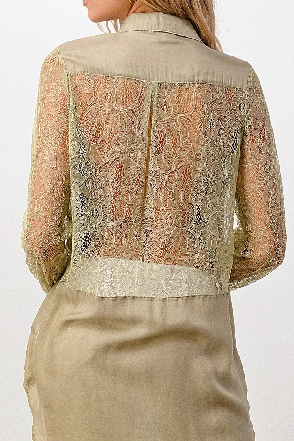 100% Silk Lace Panel Tunic Shirt Top