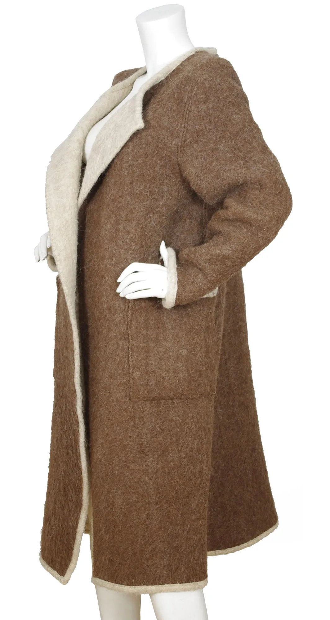 1970s Rare Brown Wool Oversized Blanket Coat