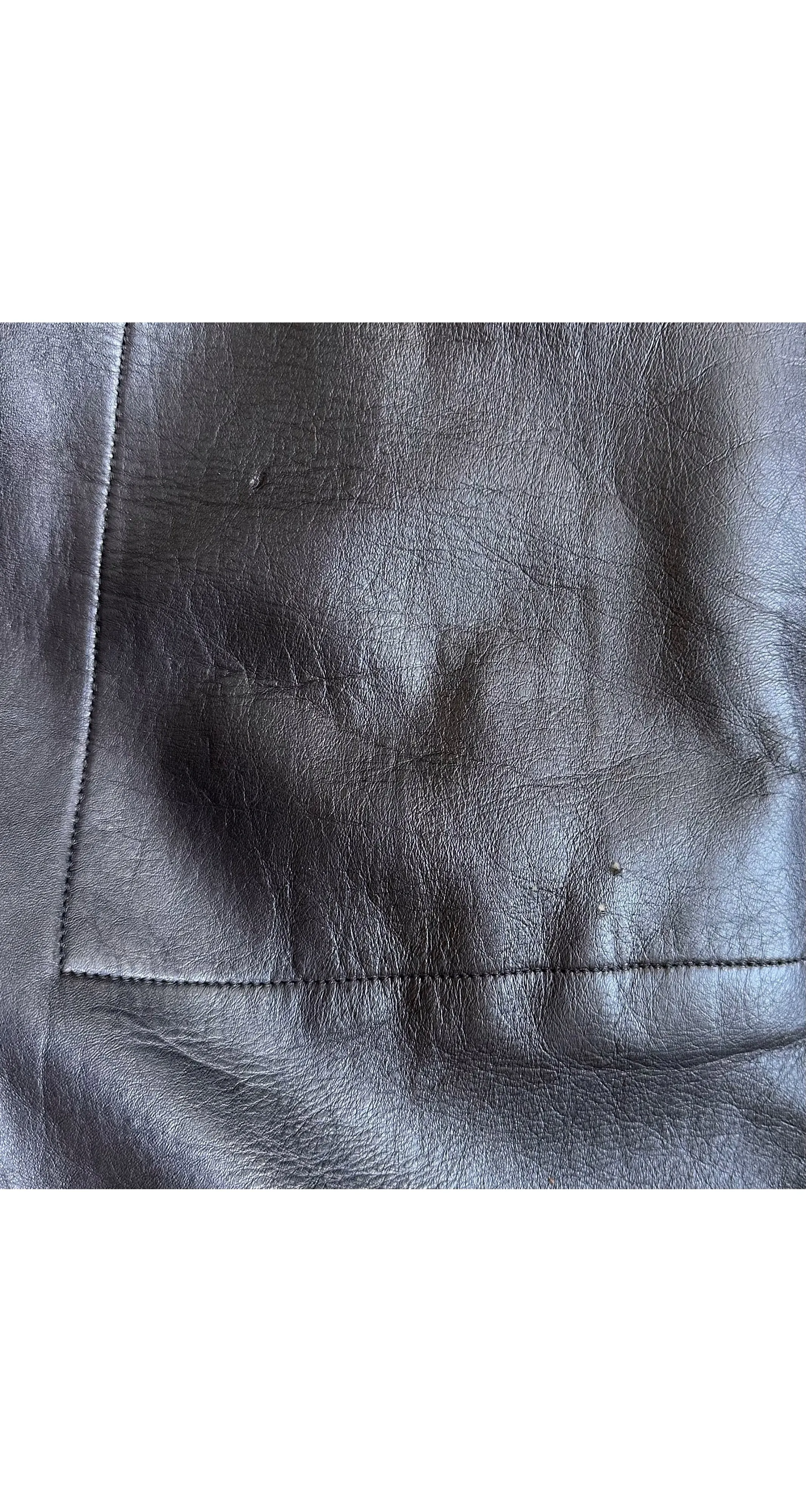 1970s Turnlock Black Leather Fur Trim A-Line Coat