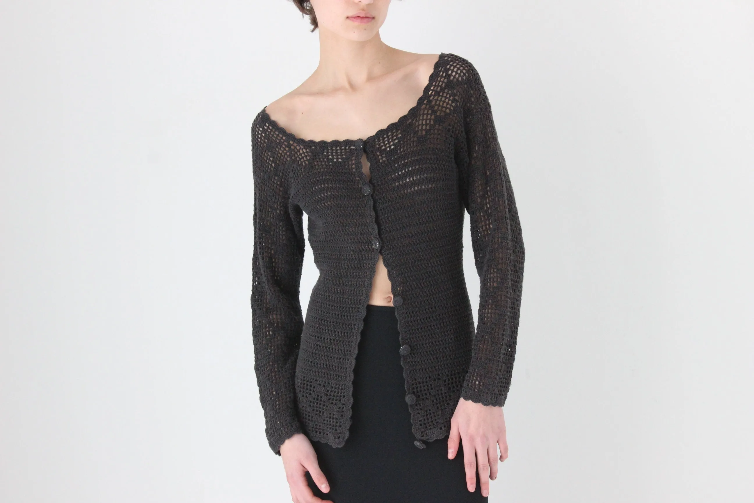 90s French Vintage Cotton Doily Crochet Top