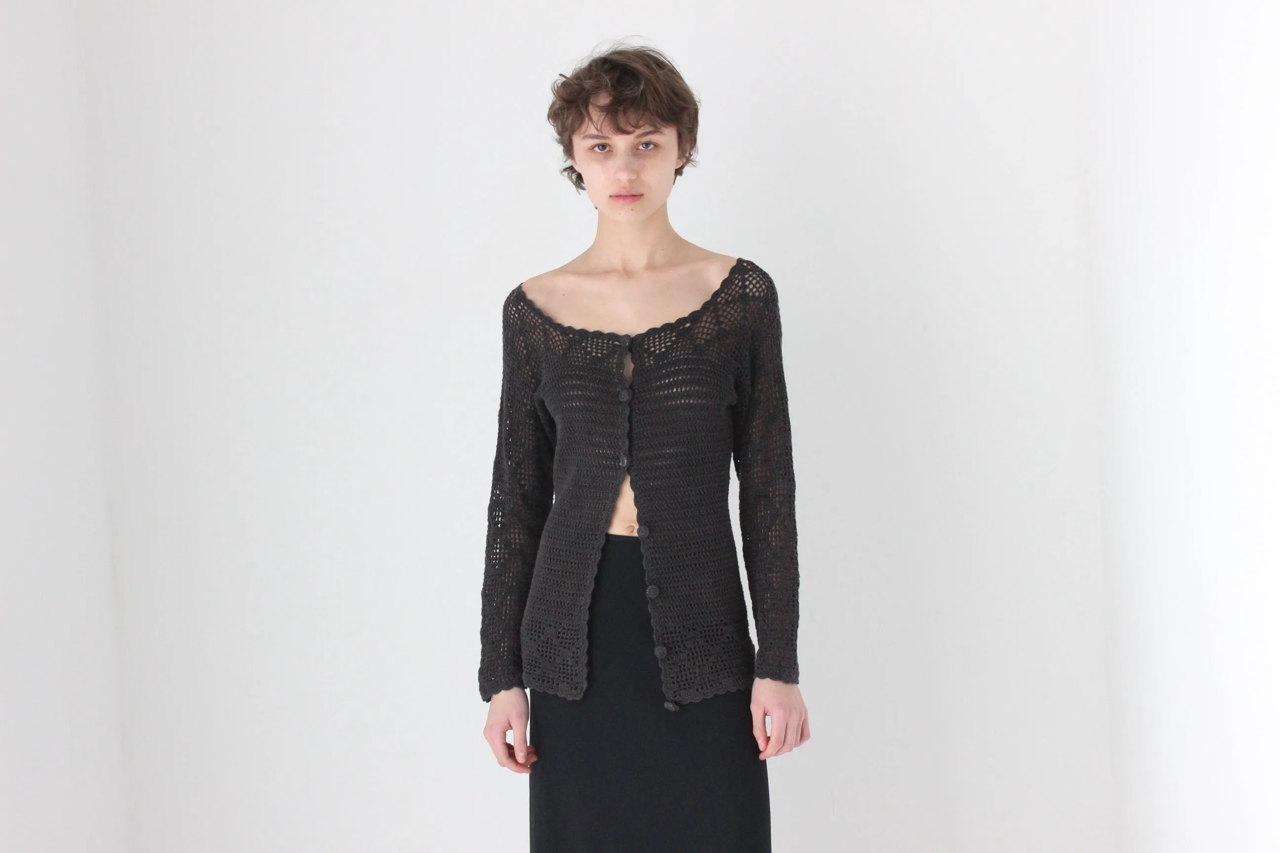 90s French Vintage Cotton Doily Crochet Top