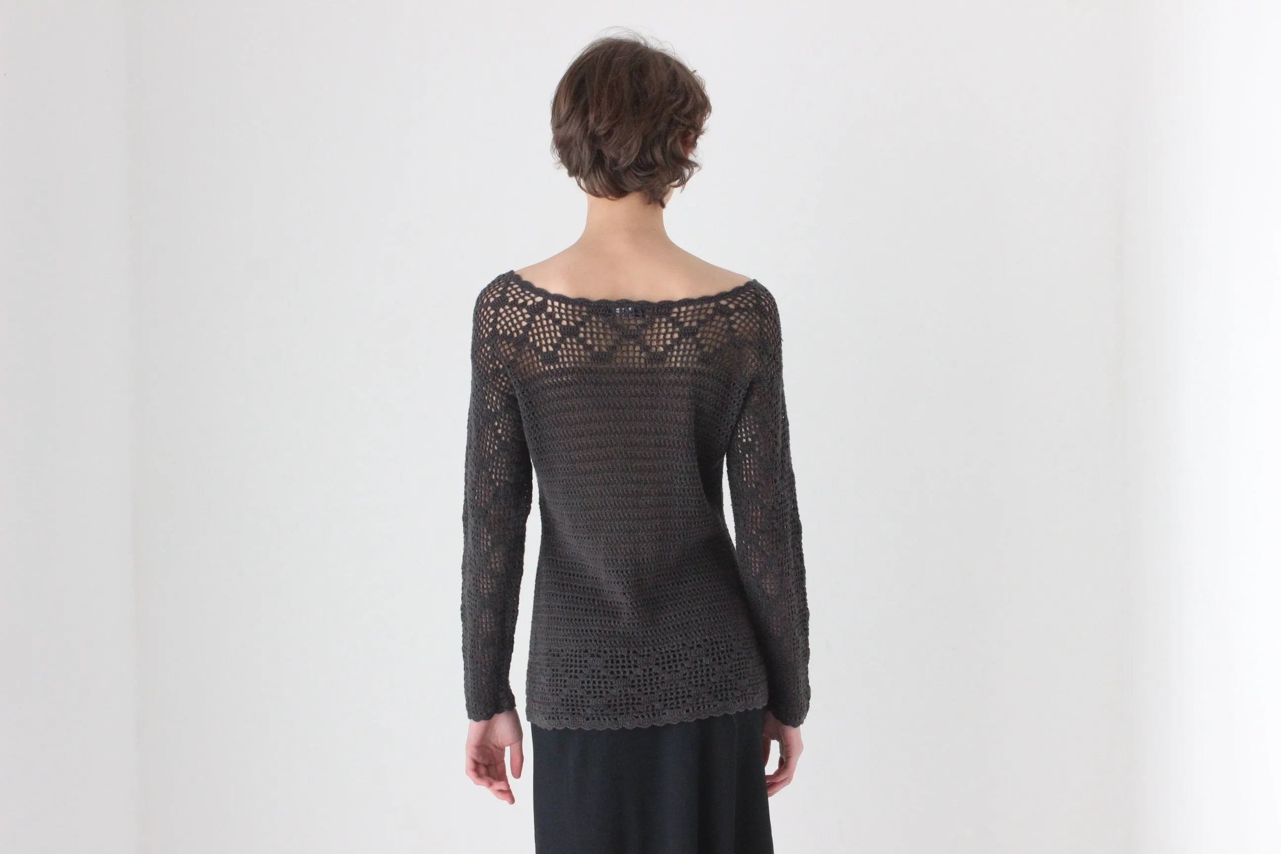 90s French Vintage Cotton Doily Crochet Top