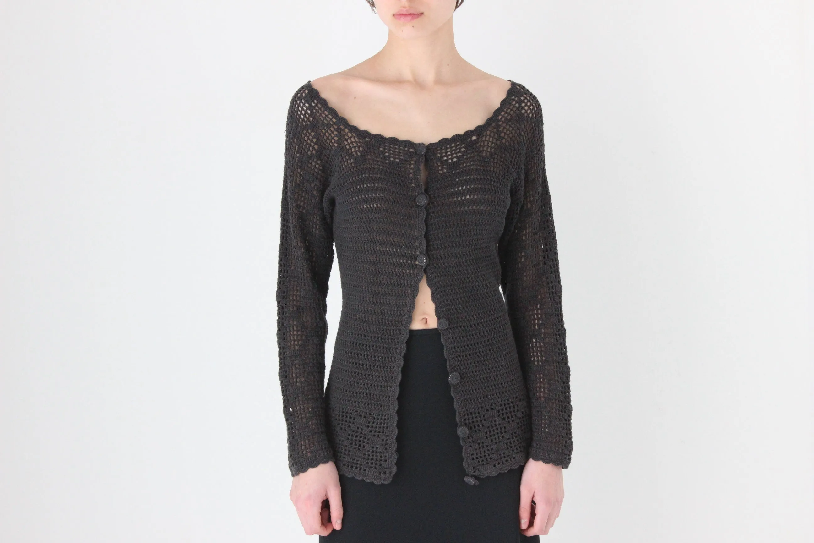 90s French Vintage Cotton Doily Crochet Top