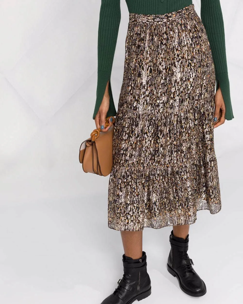 Abstract-Print Midi Skirt