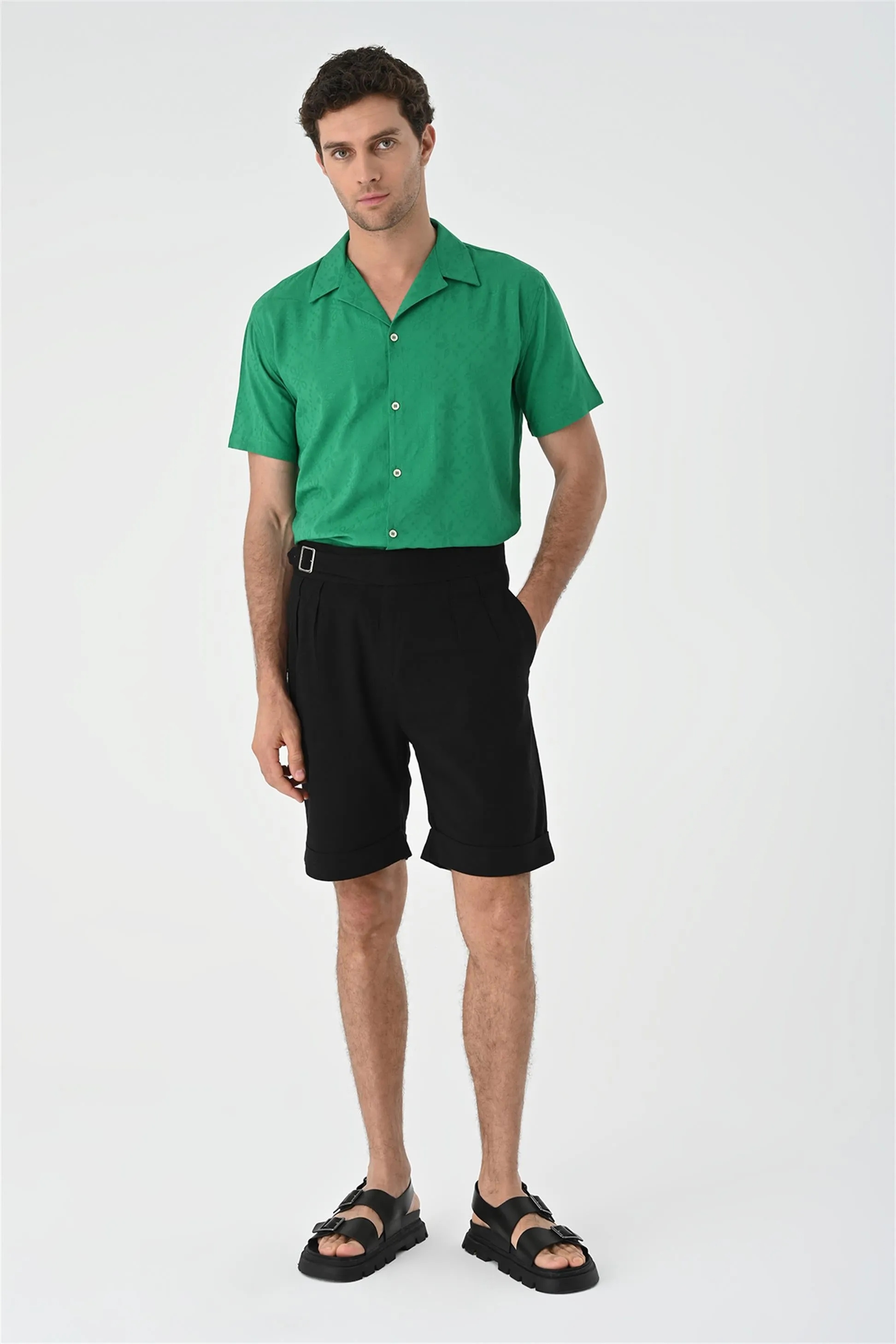 ANT Knitted Patterned Men's Shirt with Camp  Collar - Napier