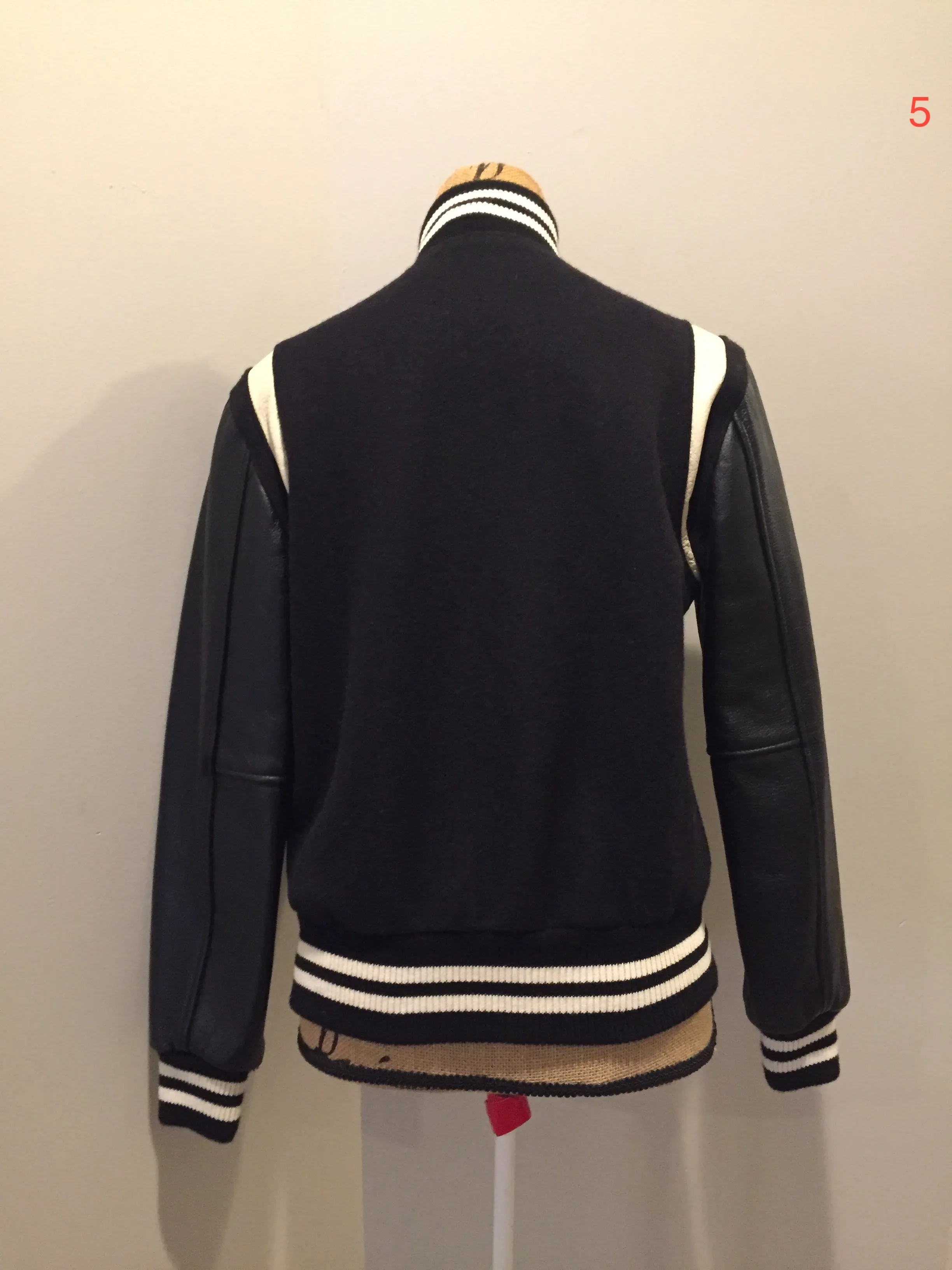 As New Classic Roots Mouton & Leather Varsity Jacket, Made in Canada, SOLD