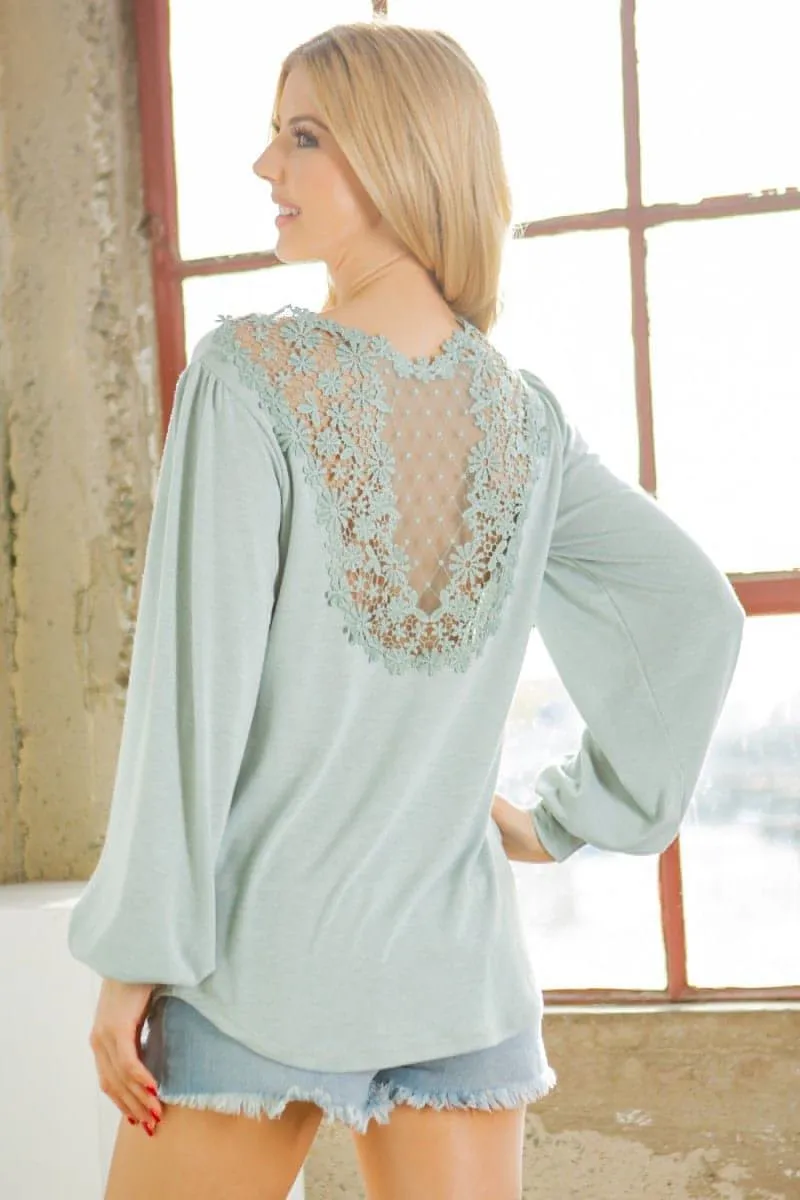 Back Patch Bell Sleeve Jersey Top-Poly/Span*