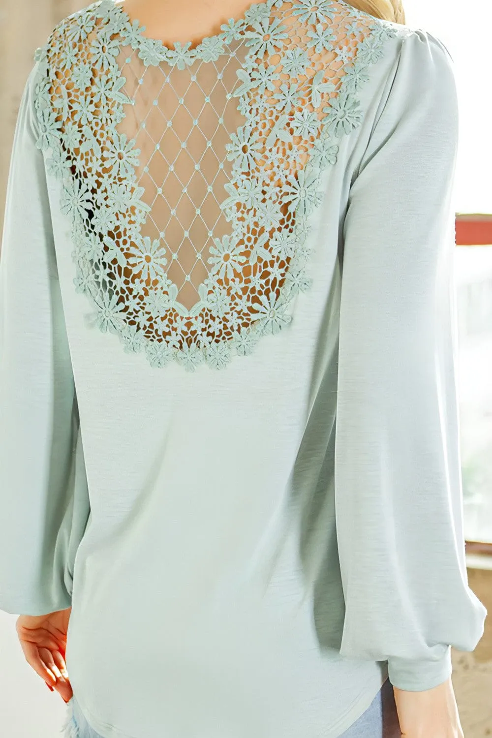 Back Patch Bell Sleeve Jersey Top-Poly/Span*