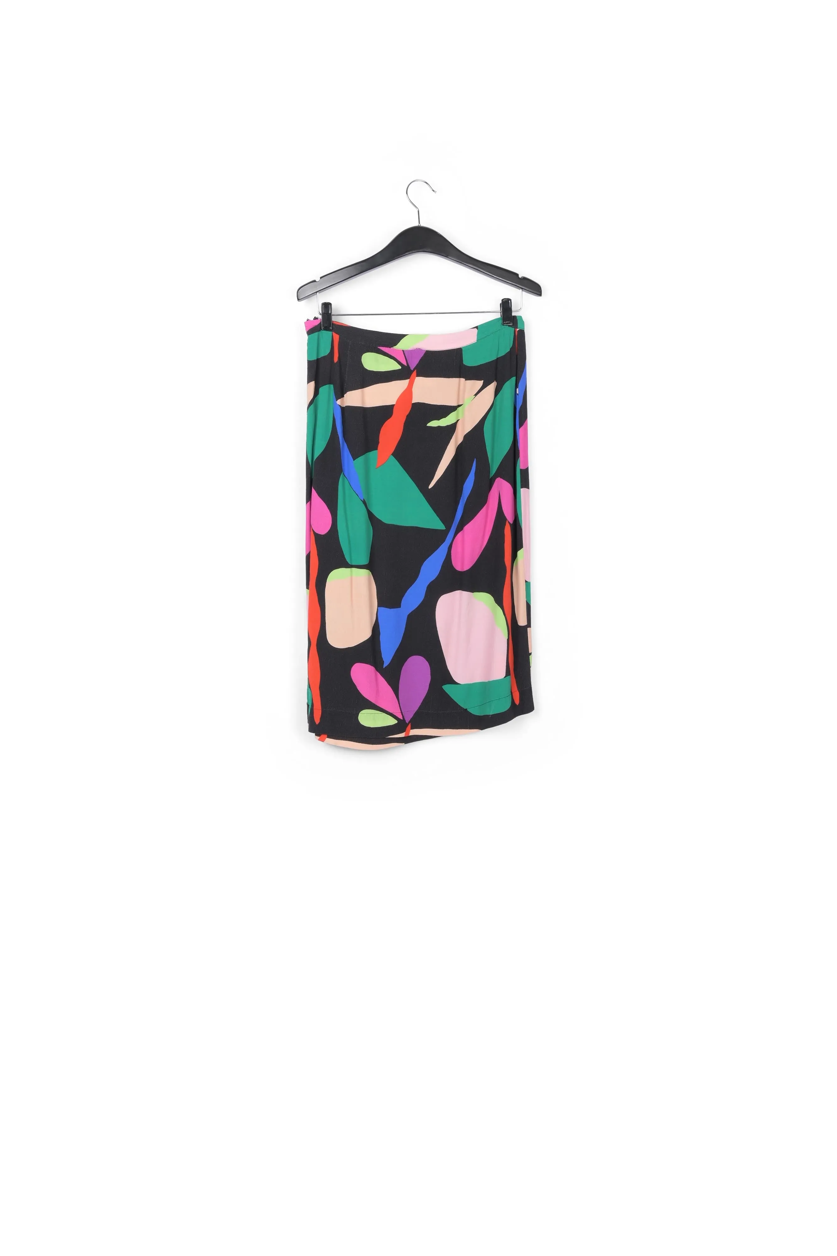 Black graphic printed midi skirt