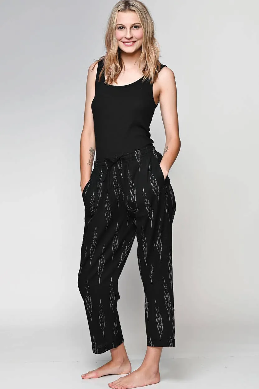 Black Ikat Handloom Pants: S/M