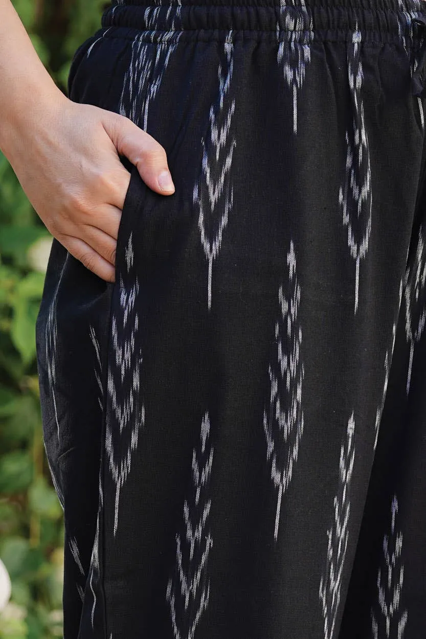 Black Ikat Handloom Pants: S/M