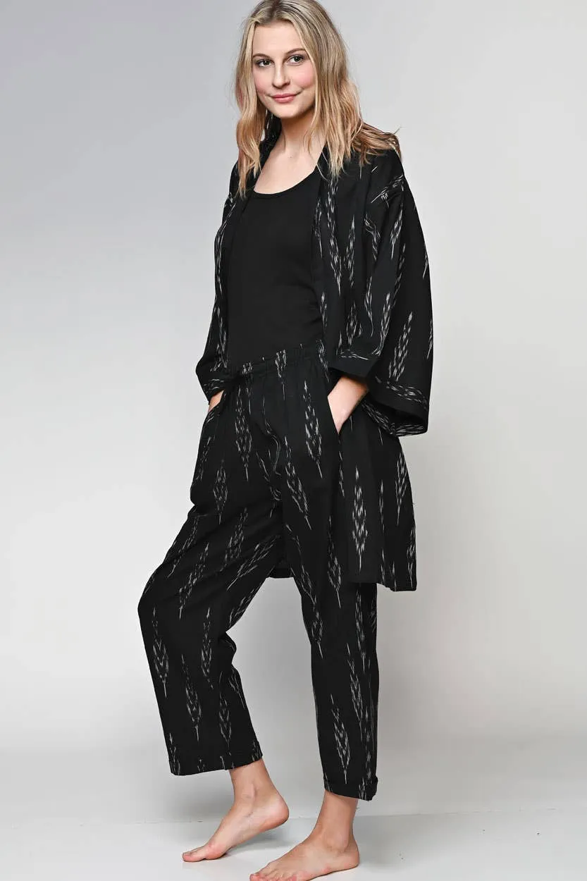 Black Ikat Handloom Pants: S/M