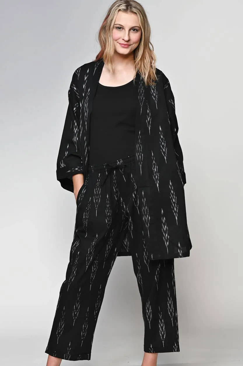 Black Ikat Handloom Pants: S/M