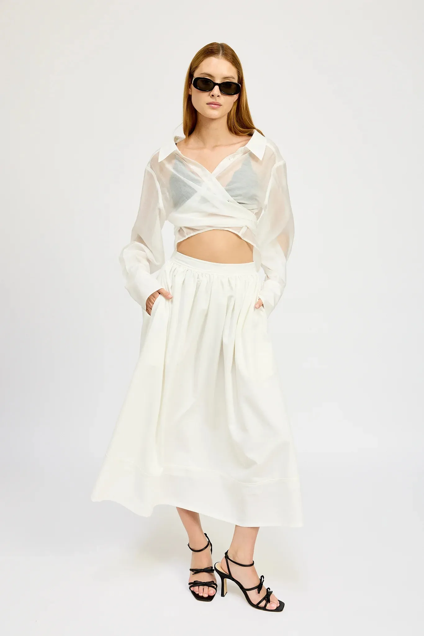 BLAKE MIDI SKIRT-WHITE