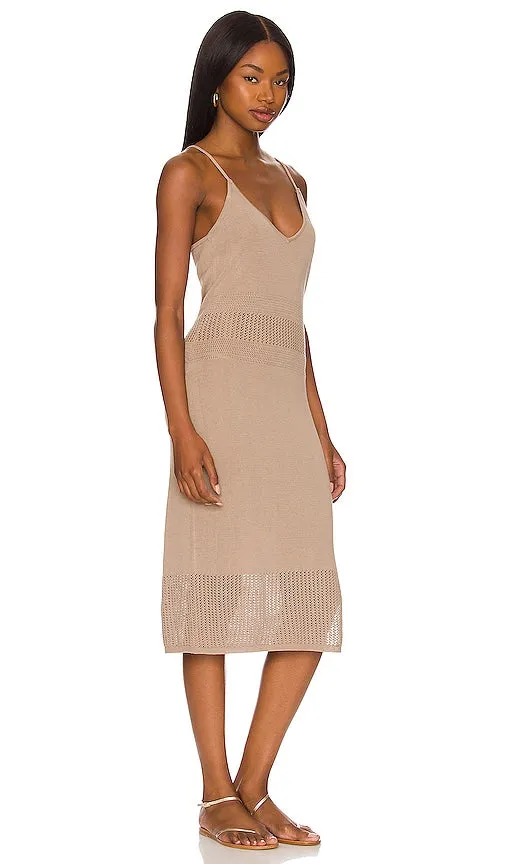 Bobi Bodycon Midi Dress in Taupe