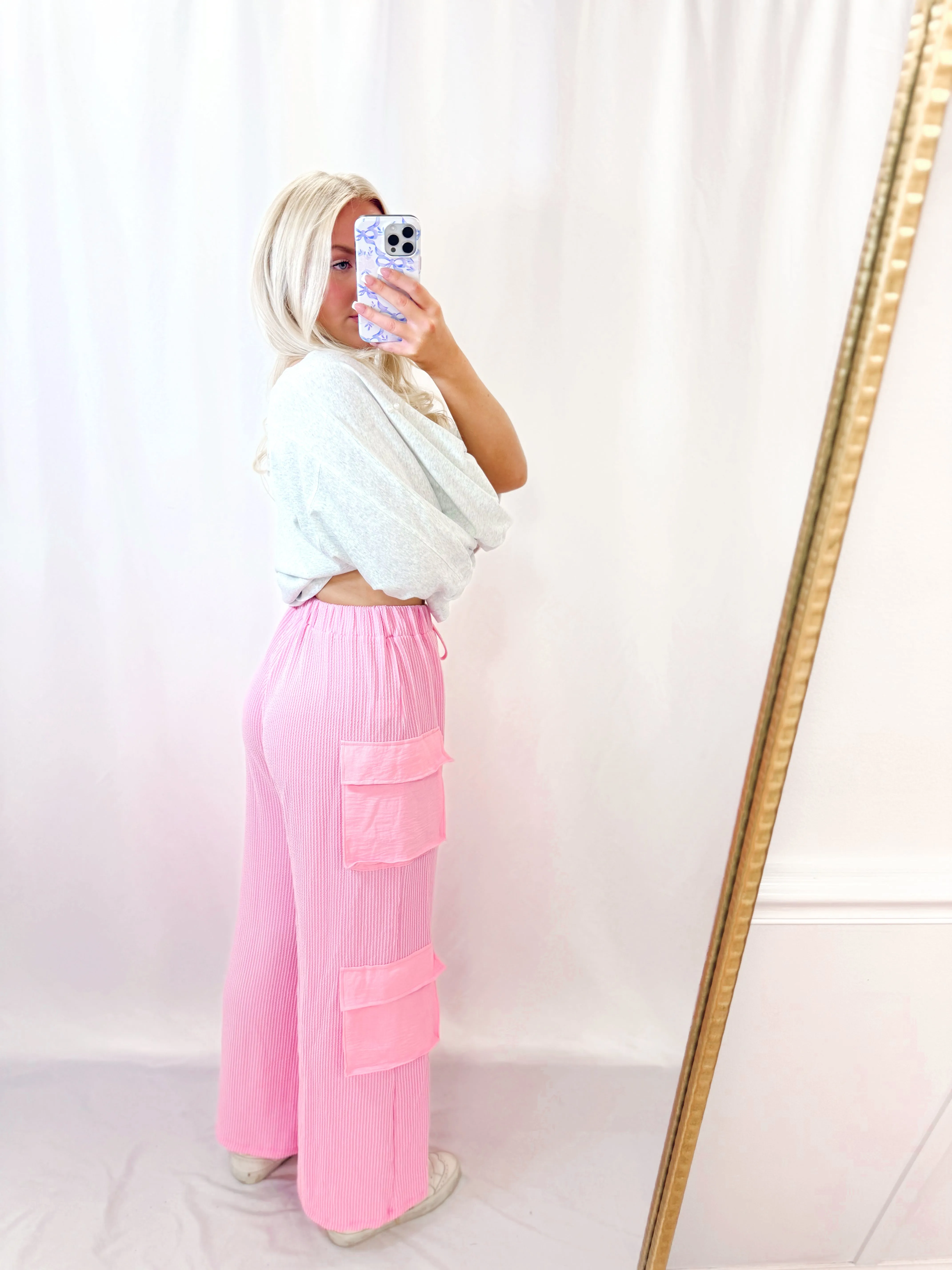 Bubblegum Pink Ribbed Sweatpants💖 1 medium left