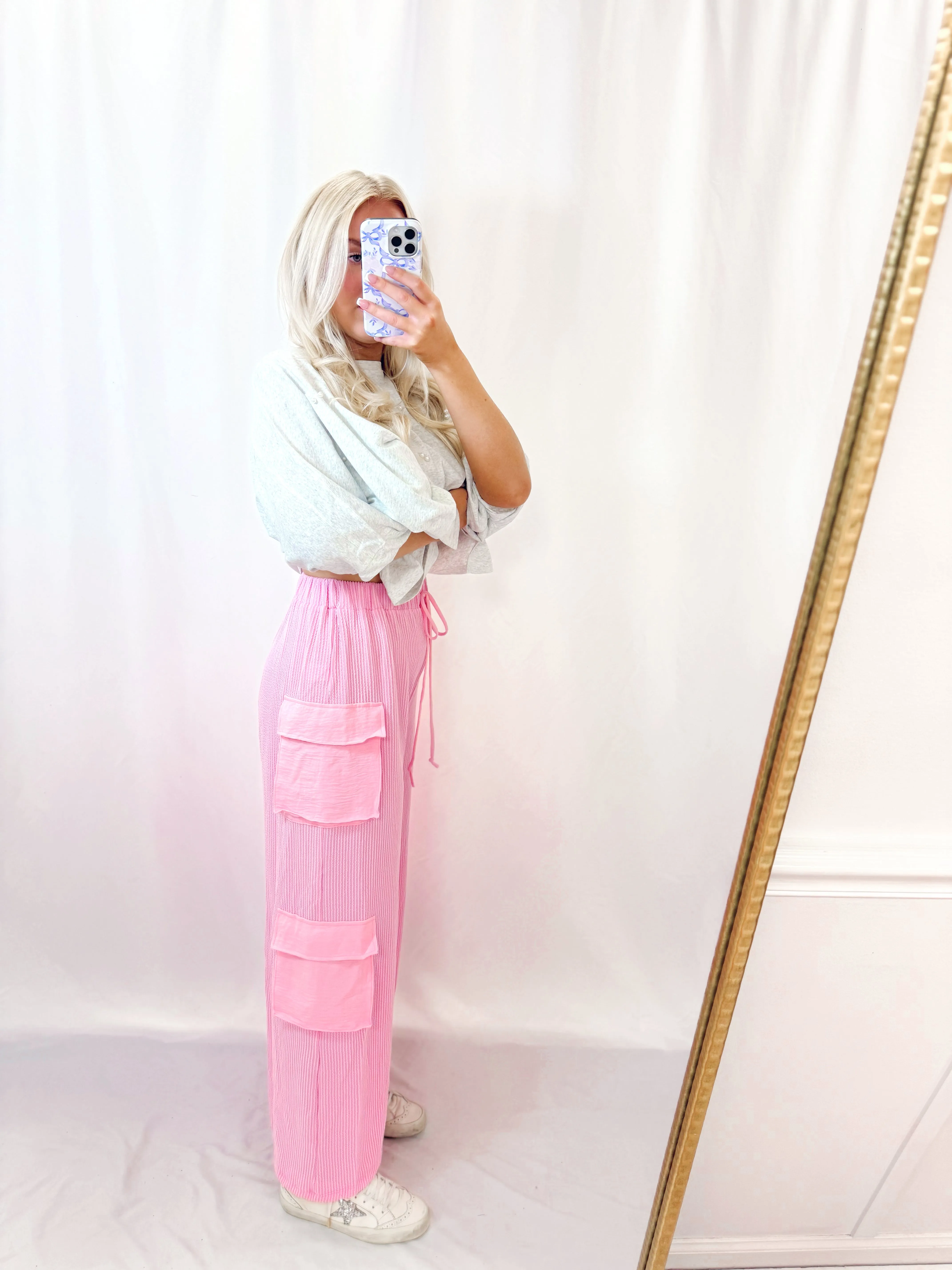 Bubblegum Pink Ribbed Sweatpants💖 1 medium left