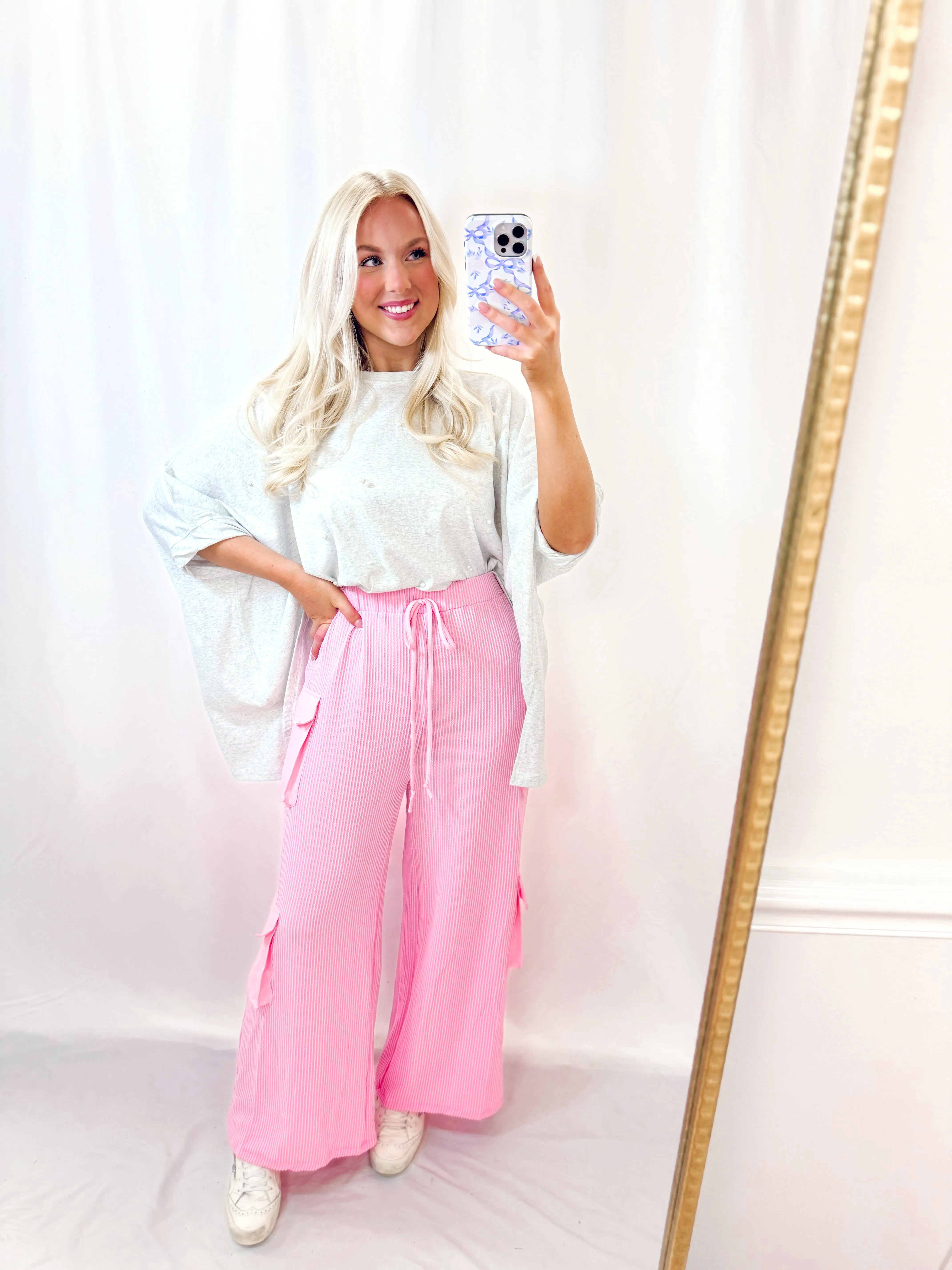 Bubblegum Pink Ribbed Sweatpants💖 1 medium left