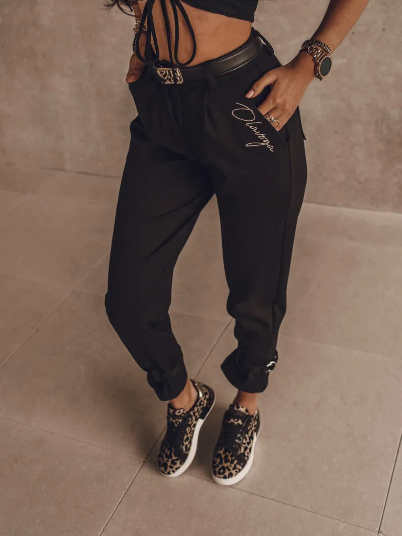 Buckle High Waist Pants