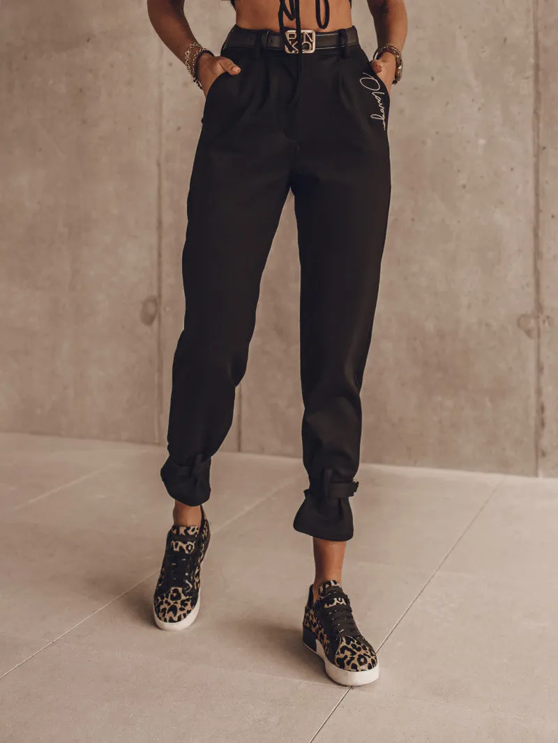 Buckle High Waist Pants