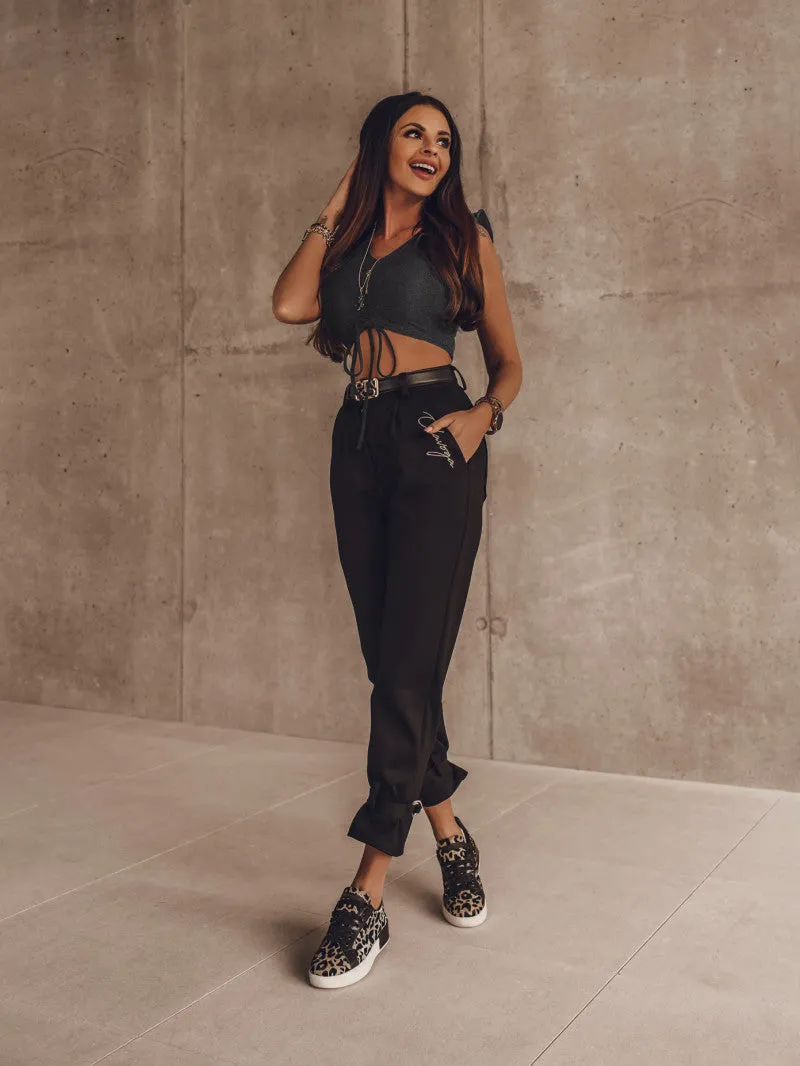 Buckle High Waist Pants