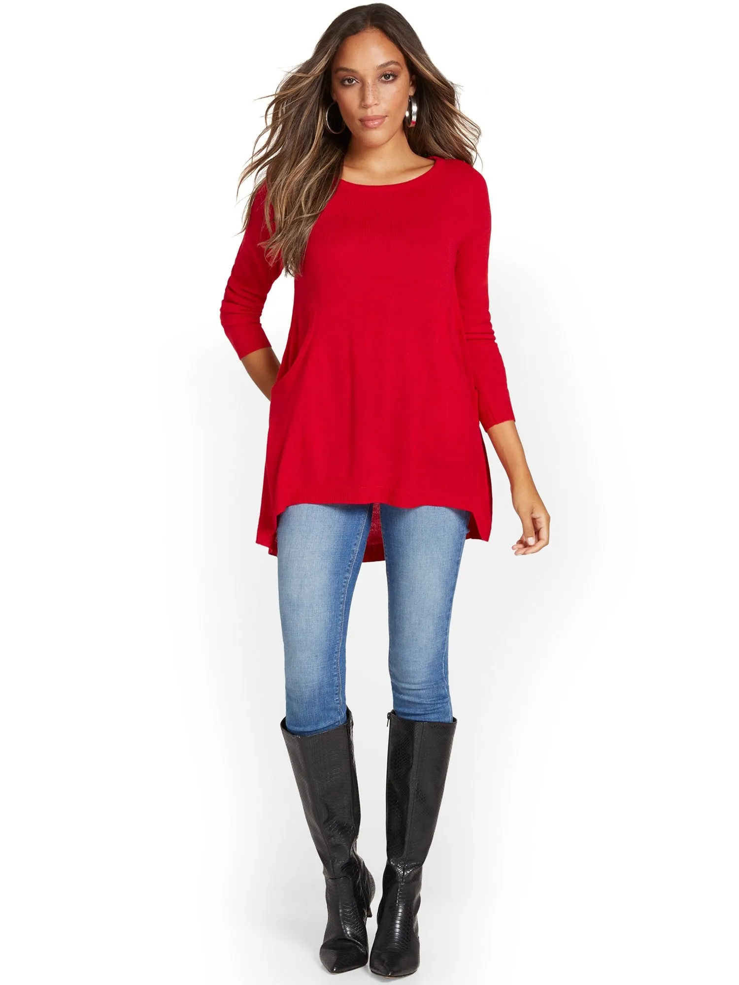 Button-Back Tunic Sweater