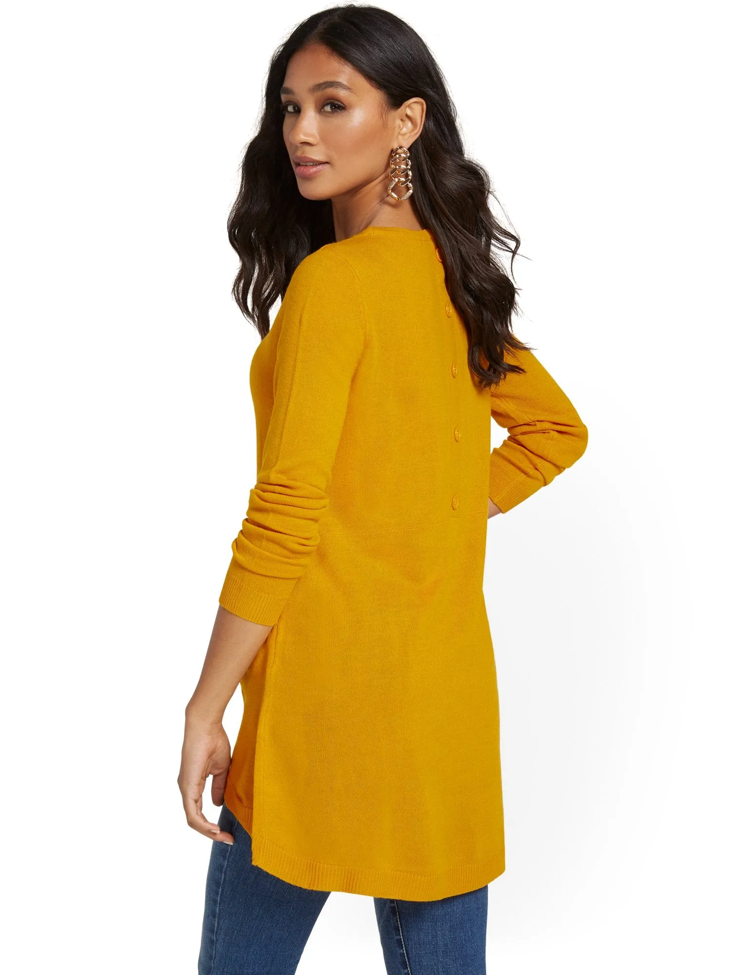 Button-Back Tunic Sweater