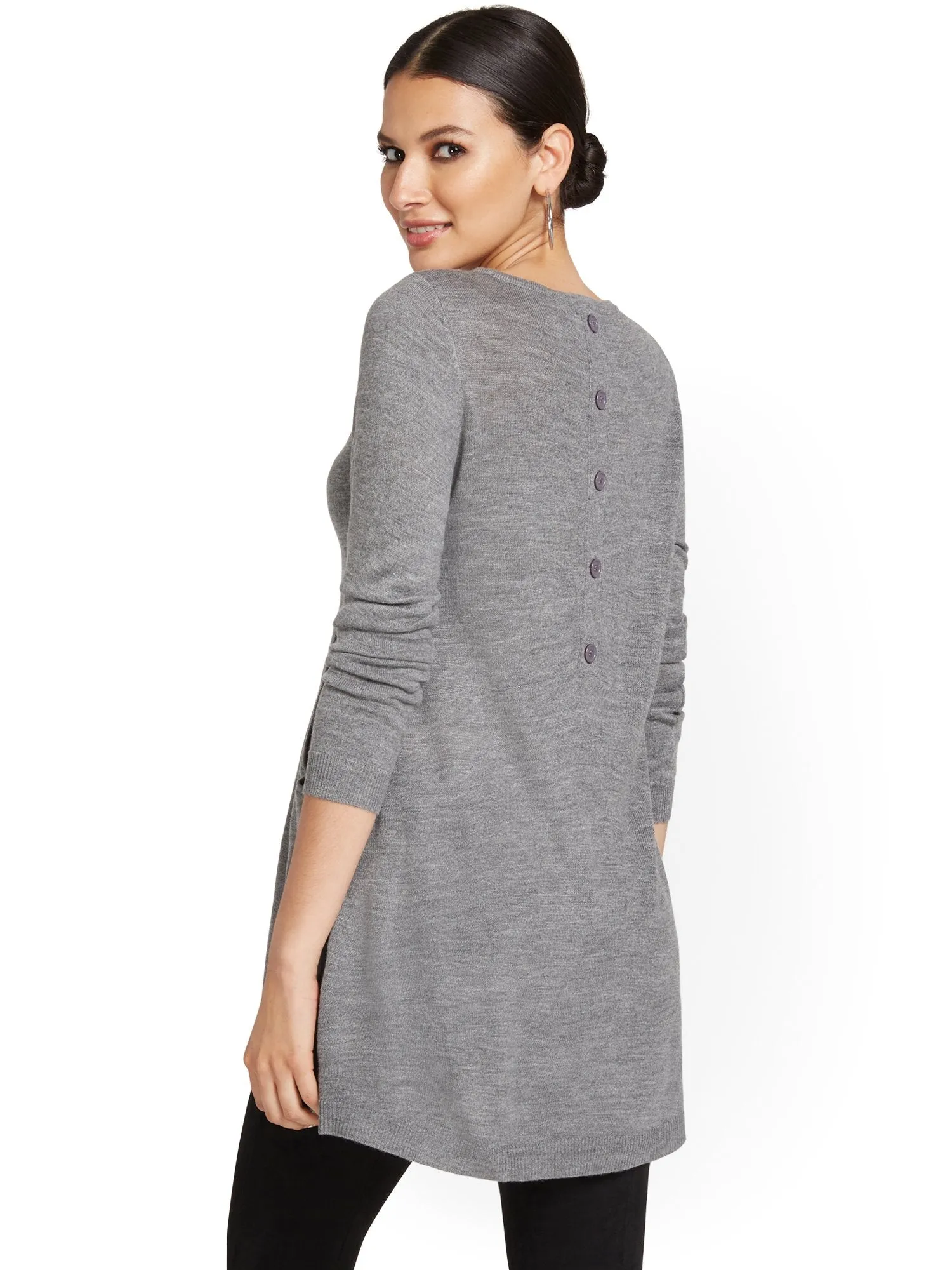 Button-Back Tunic Sweater