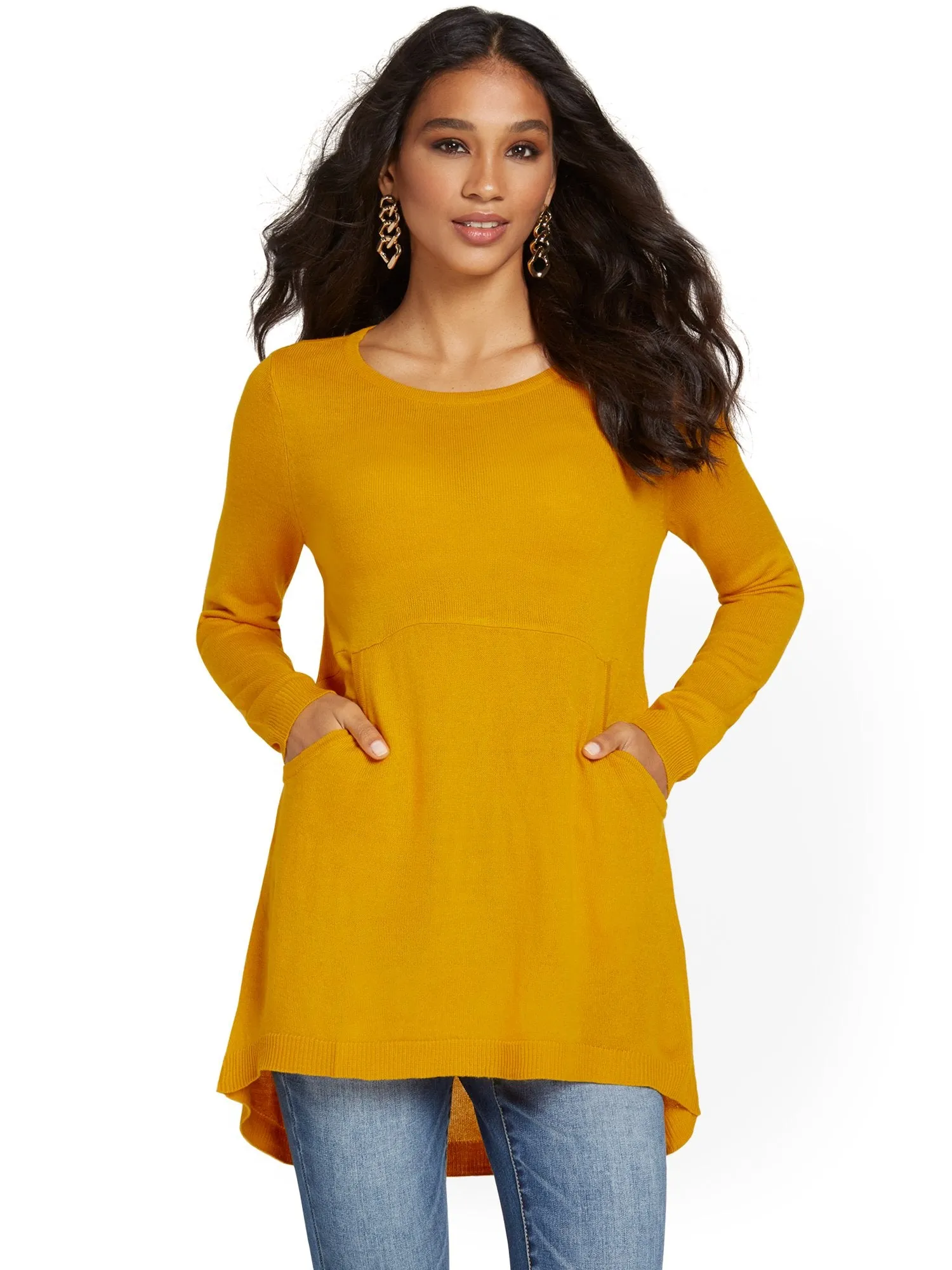 Button-Back Tunic Sweater