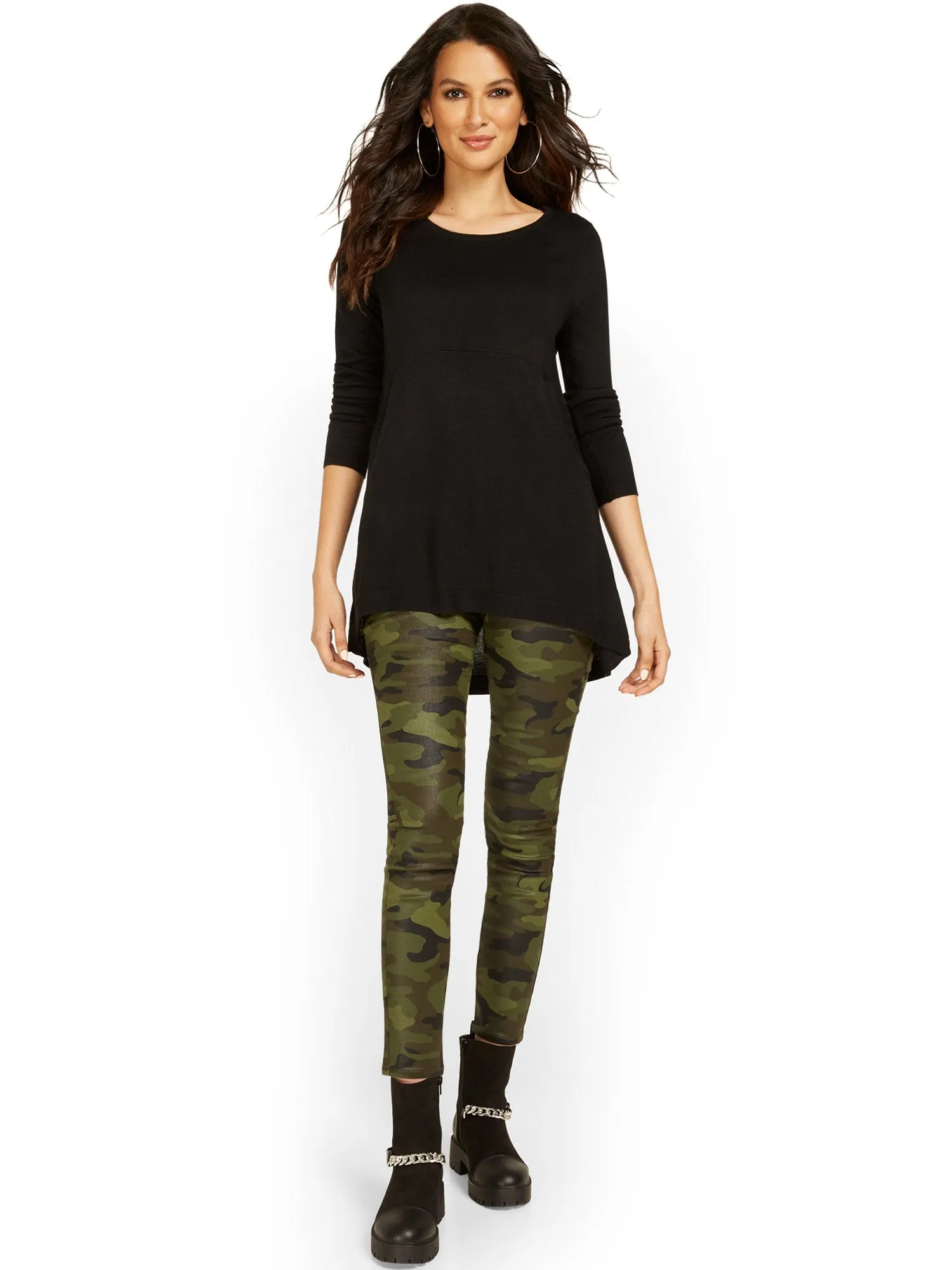 Button-Back Tunic Sweater