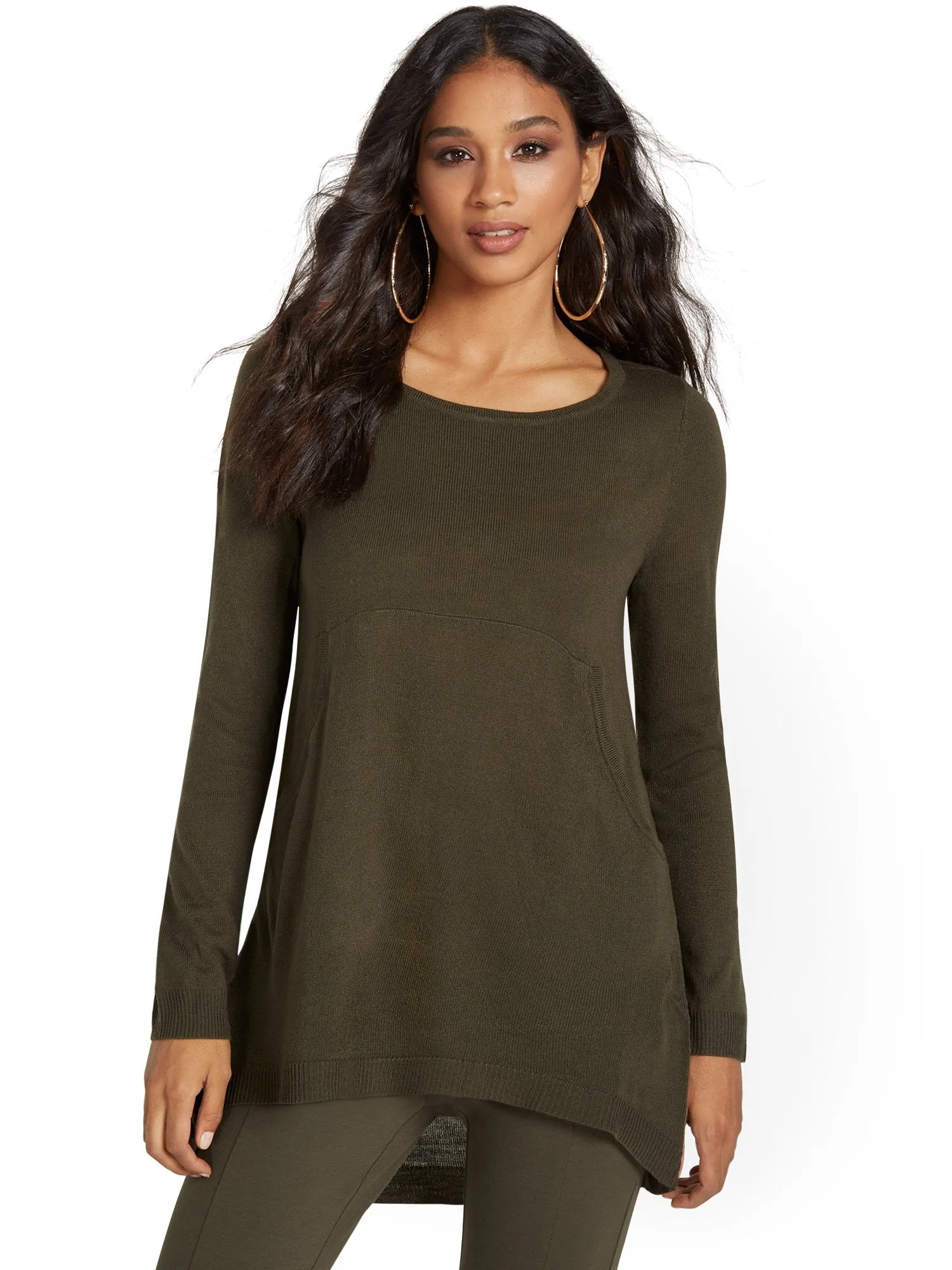 Button-Back Tunic Sweater