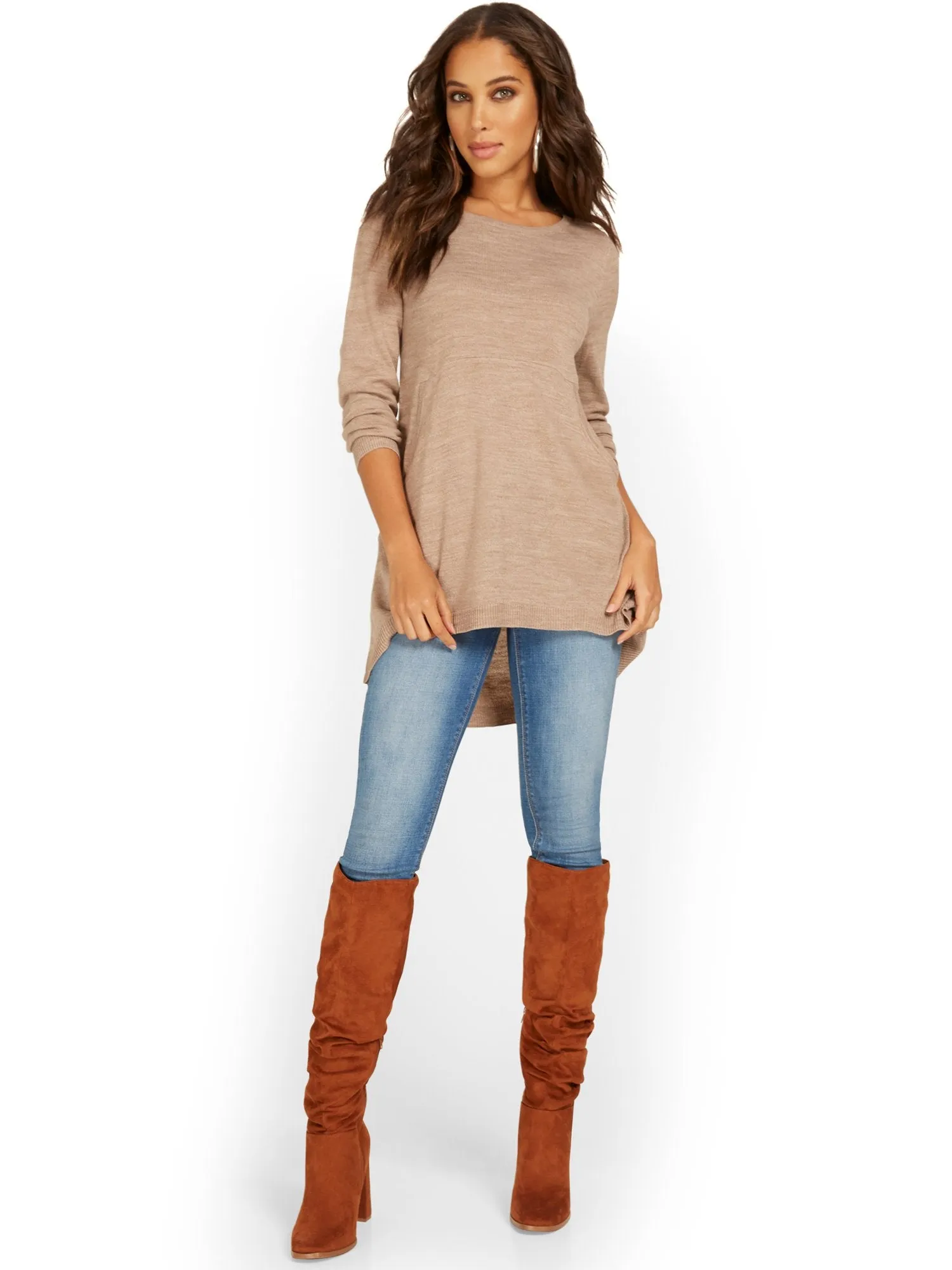 Button-Back Tunic Sweater