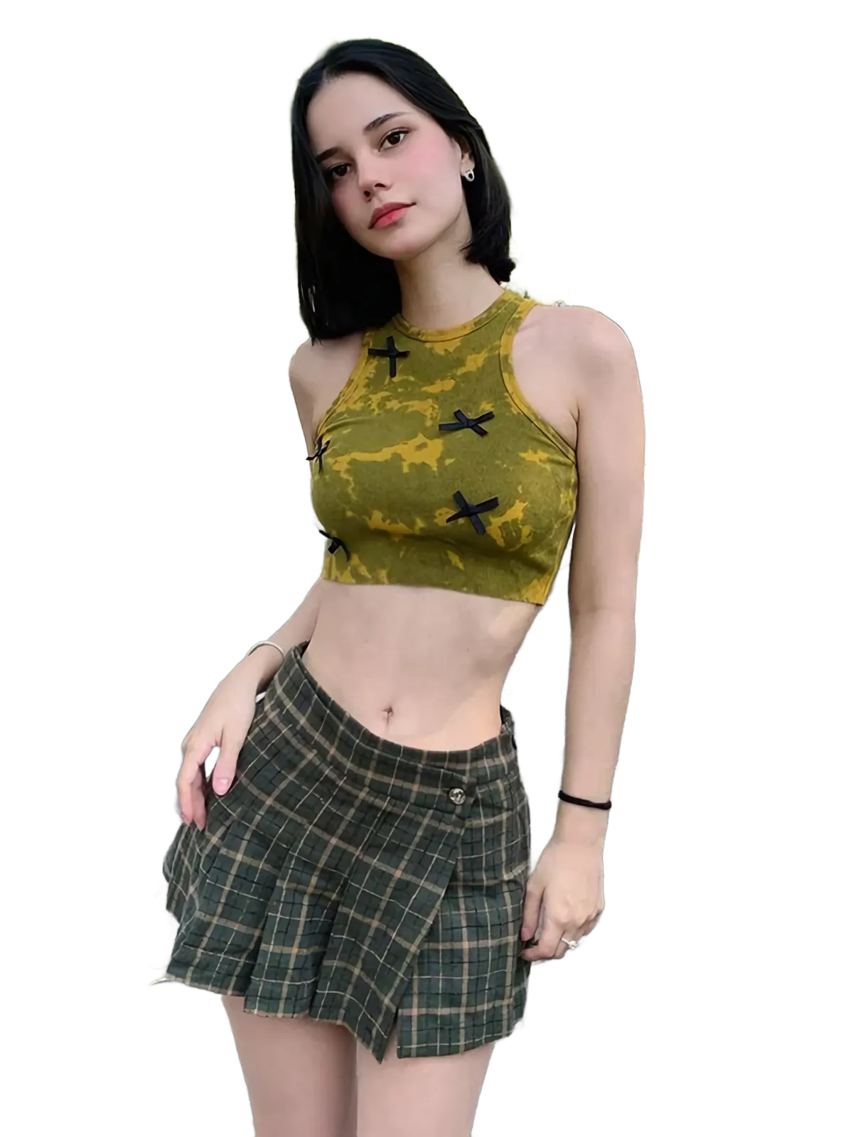 Camo Knit Cropped Tank Top
