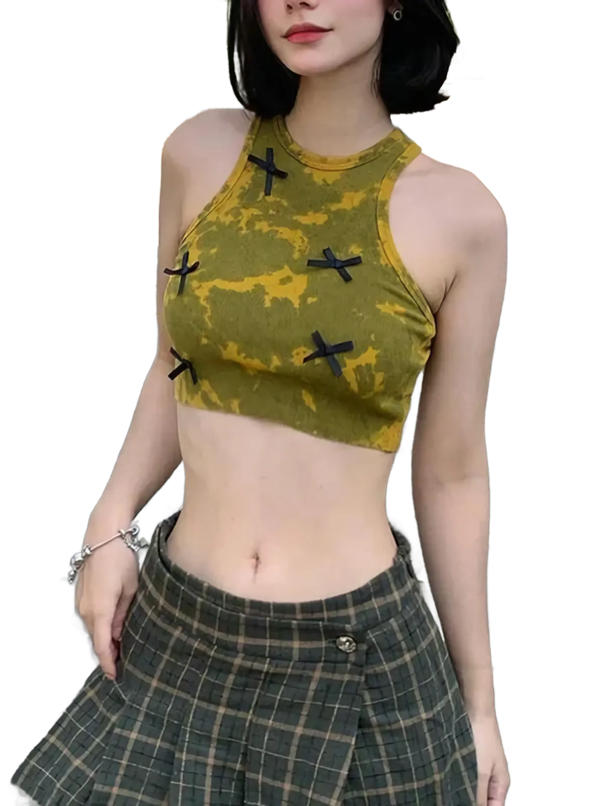Camo Knit Cropped Tank Top