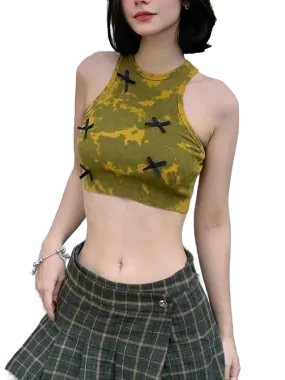 Camo Knit Cropped Tank Top