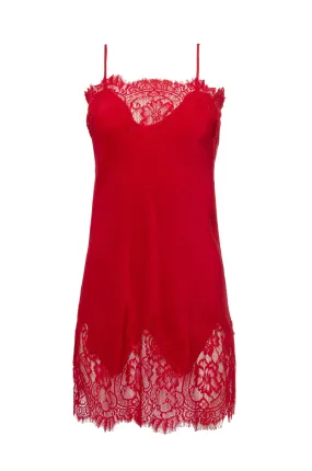 Coco Lace Silk Tunic Fiery Red
