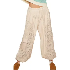 Crochet Mix Solid Pattern Thermal Bottom - Almond