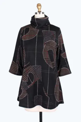 Damee Houndstooth Patchwork Tunic