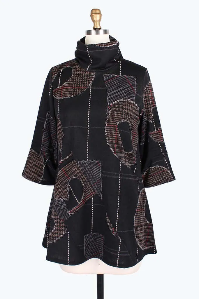 Damee Houndstooth Patchwork Tunic