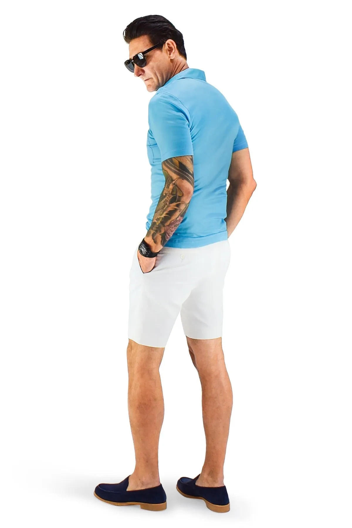 David August White Cotton Shorts - Cut-to-Order