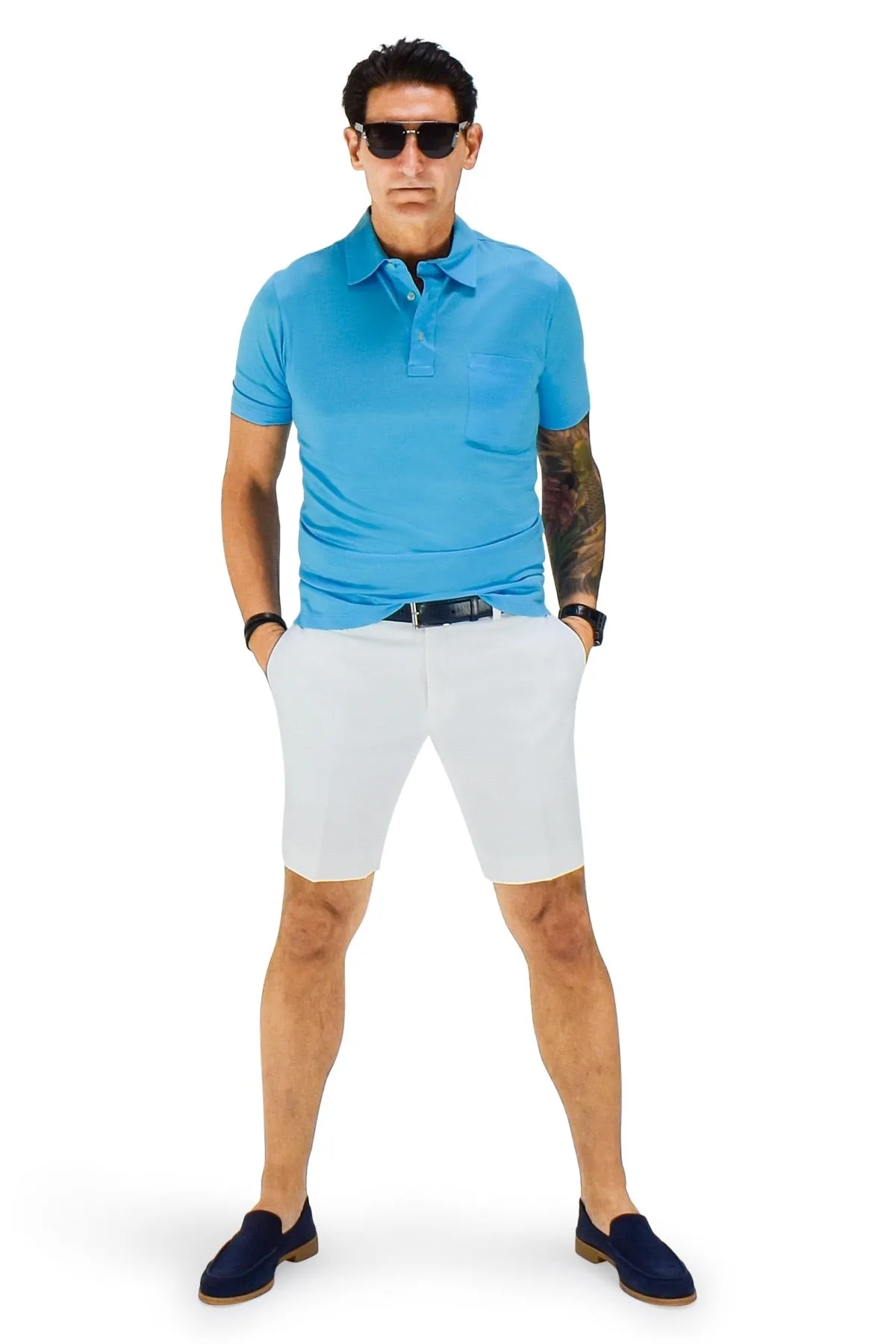David August White Cotton Shorts - Cut-to-Order