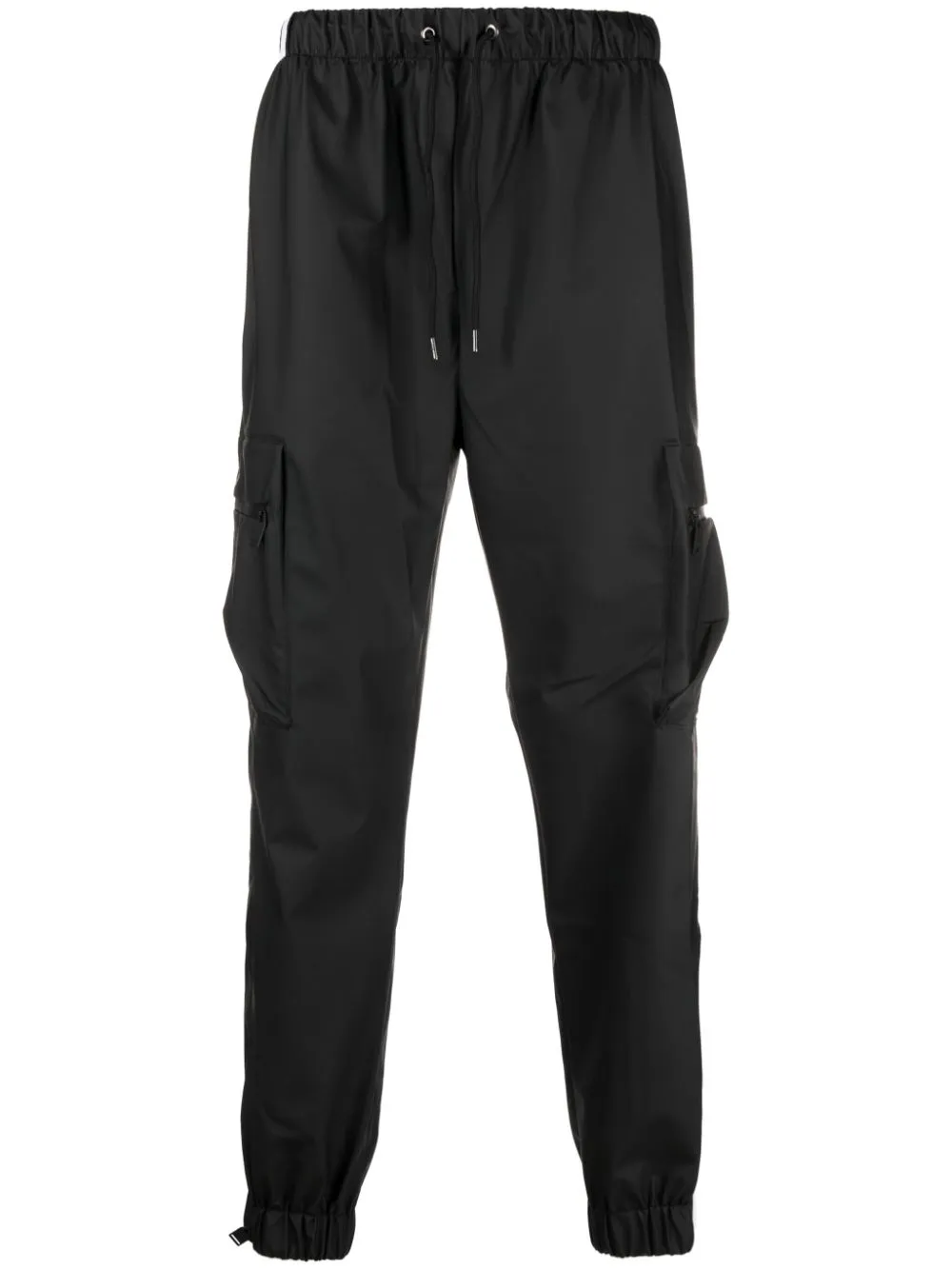 drawstring-waistband tapered cargo trousers