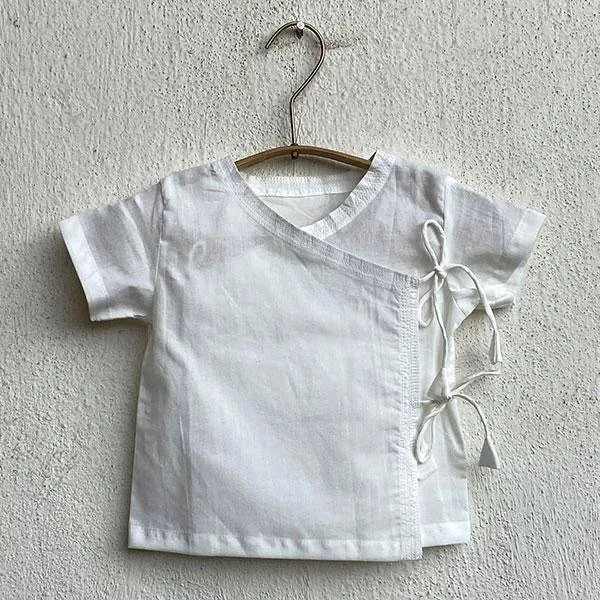 Essential White Angrakha Top with Mint Pants