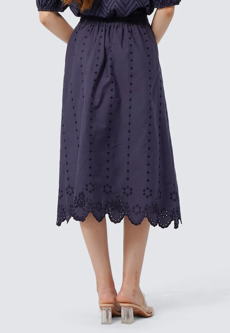 Eyelet Midi Skirt