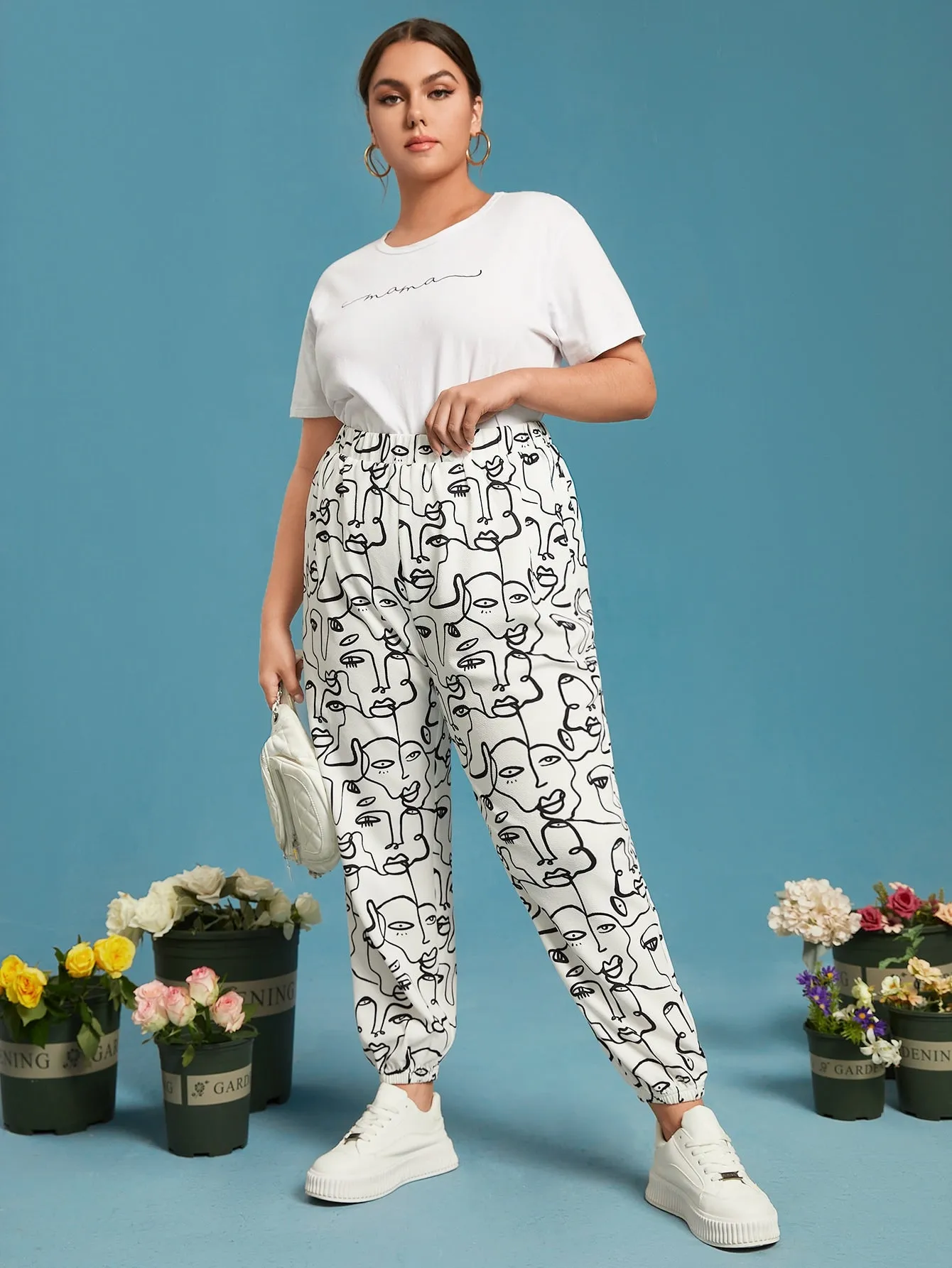 Figure High Waist Long Plus Size Sweatpants