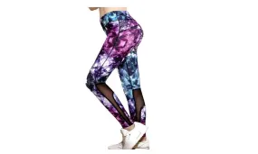 Fitness Workout  3D Purple Diamond Printing Slim Leggings
