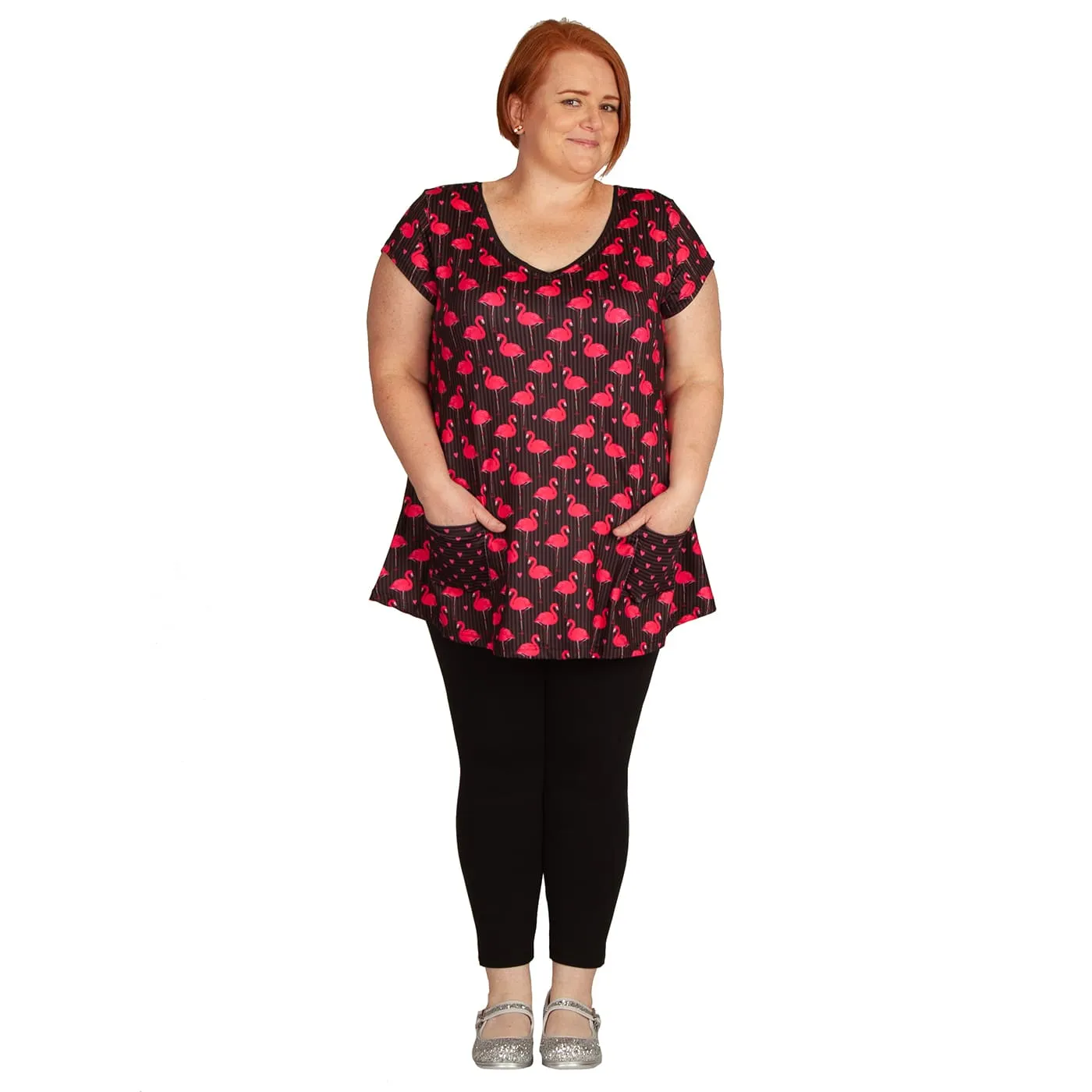Flamingo Tunic Top With Pockets