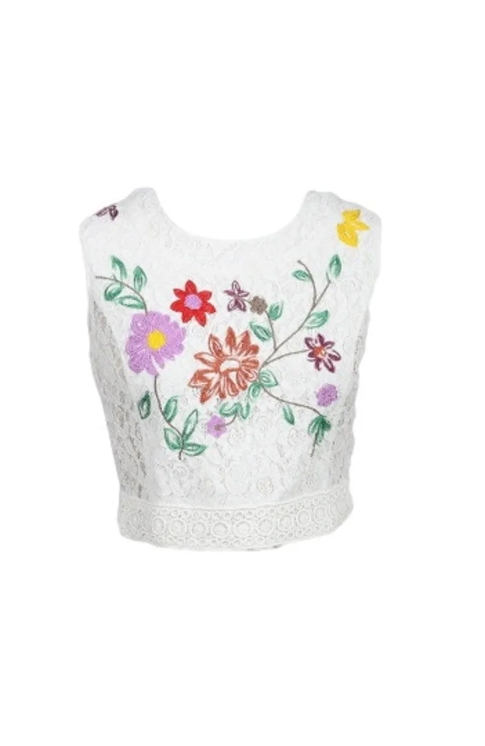 Floral Embroidered Top - White
