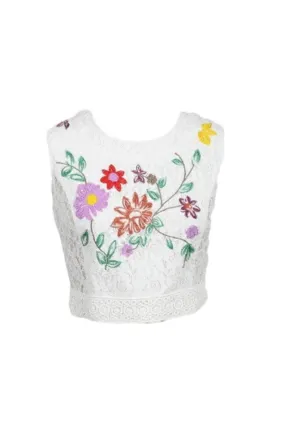Floral Embroidered Top - White