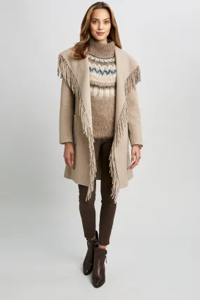 Fringe Detail Wrap Coat